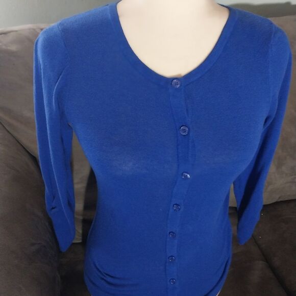 THE LIMITED Royal Blue Full Button-Down Knit Cardigan - Picture 1 of 5